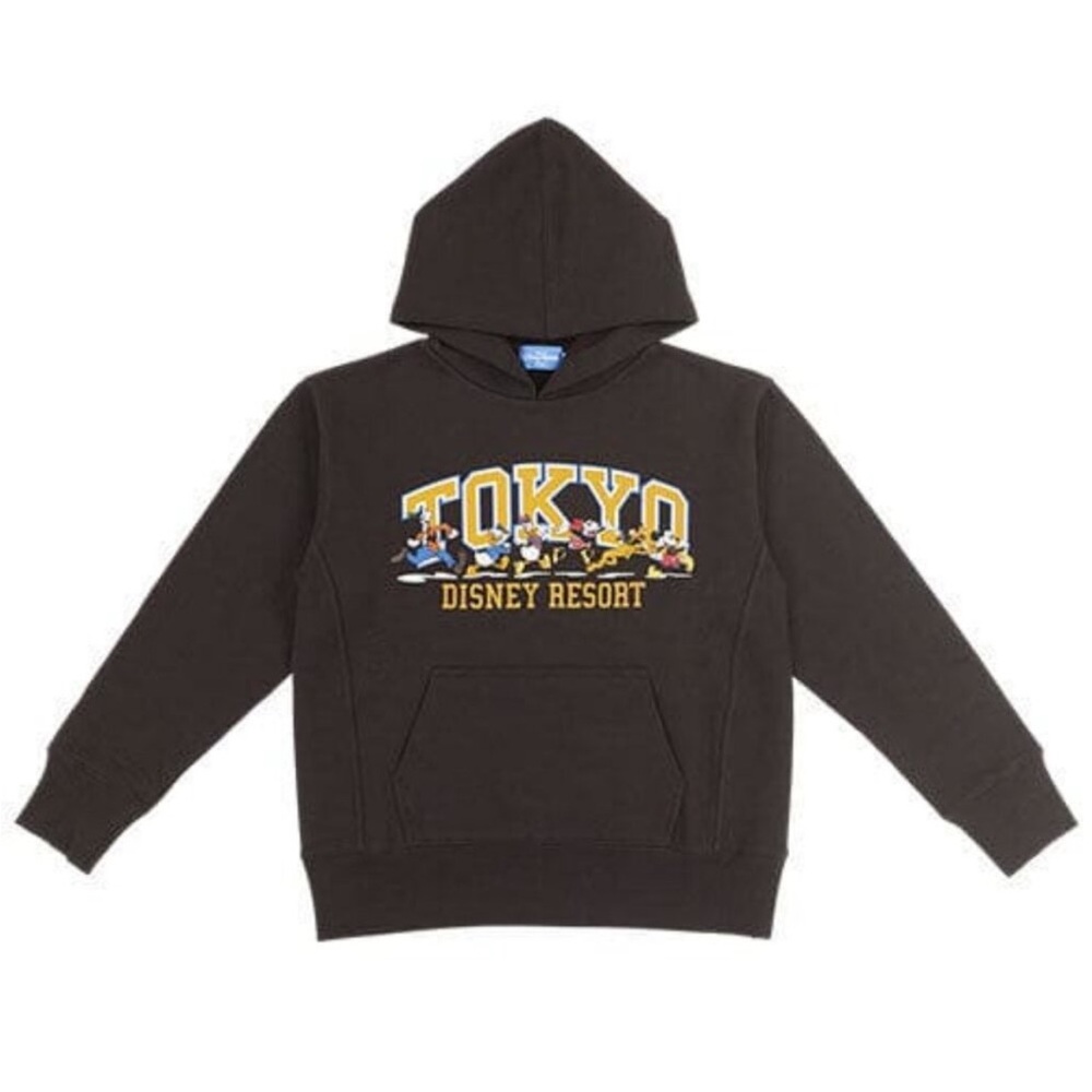 Vintage Tokyo Disney Resort Mickey and Friends Brown Hoodie Sweatshirt Japan MED